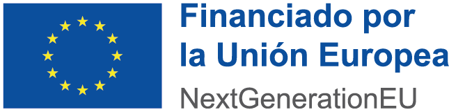Logo de la Unión Europea con el texto "Financiado por la Unión Europea" y "NextGenerationEU", que representa el apoyo financiero a proyectos de desarrollo y recuperación.